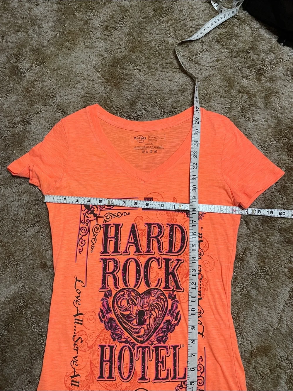 Hard Rock Hotel Juniors Fit Medium Y2K Orange‎ T Shirt